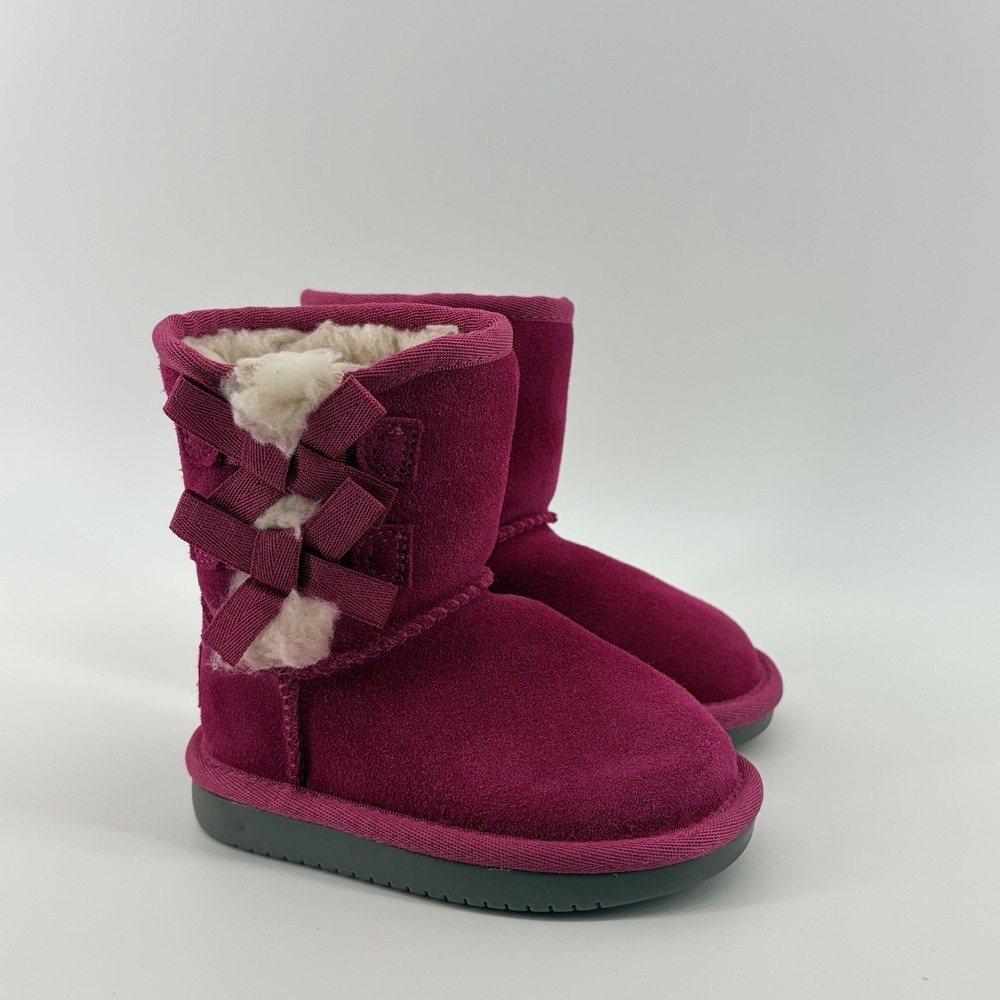 Koolaburra Ugg Girls Toddler Size 6 Pink Winter Boots Bows Hard Bottoms Victoria